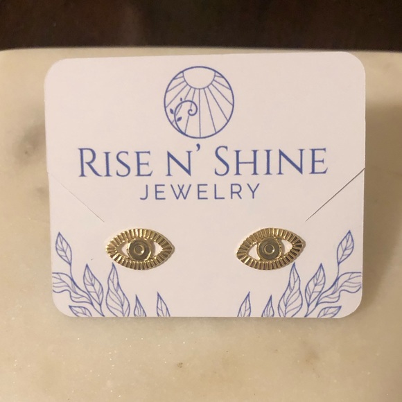 18K Gold Plated Evil Eyes Earrings - Picture 1 of 1